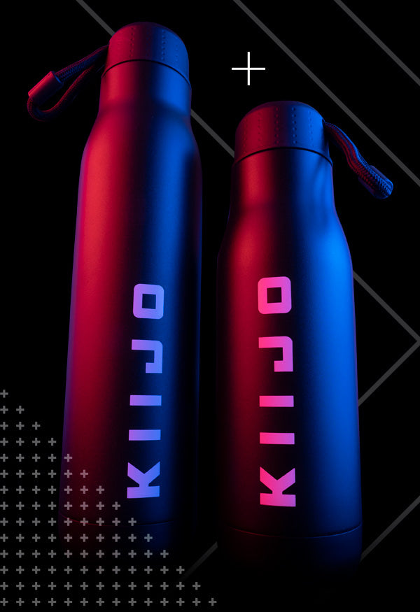 KIIJO newsletter image of 750ml and 500ml stainless steel bottles